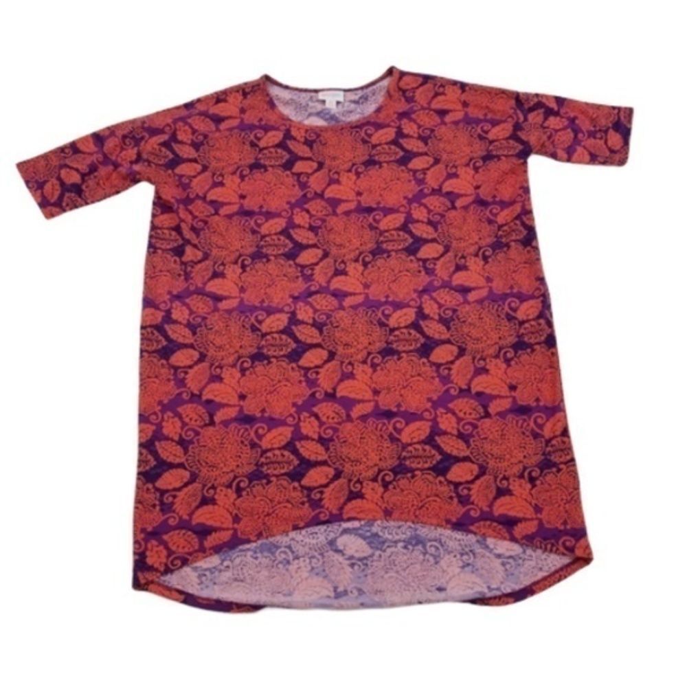 Lularoe Irma‎ XS Orange Purple Floral Sho…